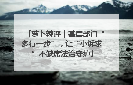 萝卜辣评｜基层部门“多行一步”，让“小诉求”不缺席法治守护